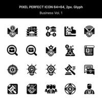 attività commerciale icona pixel Perfetto, dimensione 64x64 con 2px glifo, volume 02. Perfetto per il tuo design progetto necessità. vettore