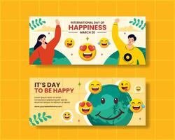 felicità giorno orizzontale bandiera piatto cartone animato mano disegnato modelli sfondo illustrazione vettore
