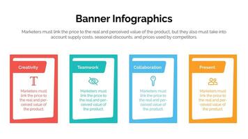 modello di progettazione infografica aziendale con 4 opzioni, passaggi o processi. può essere utilizzato per il layout del flusso di lavoro, il diagramma, il rapporto annuale, il web design vettore