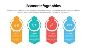 modello di progettazione infografica aziendale con 4 opzioni, passaggi o processi. può essere utilizzato per il layout del flusso di lavoro, il diagramma, il rapporto annuale, il web design vettore