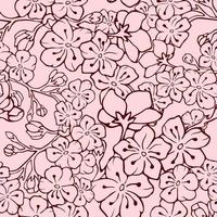 sfondo senza soluzione di continuità con i fiori di ciliegio. illustrazione vettoriale. immagine di contorno. vettore di riserva. ciliegia. sfondo rosa