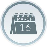 16 ° di marzo solido pulsante icona vettore