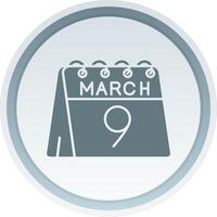 9 ° di marzo solido pulsante icona vettore