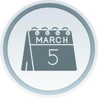 5 ° di marzo solido pulsante icona vettore