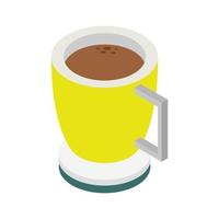 tazza di caffè illustrata isometrica su sfondo bianco vettore