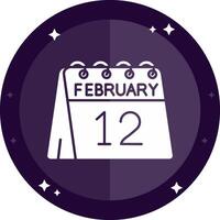 12 ° di febbraio solido badge icona vettore
