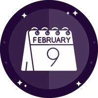 9 ° di febbraio solido badge icona vettore