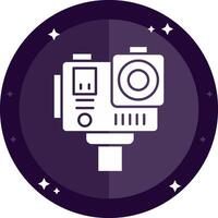 azione telecamera solido badge icona vettore