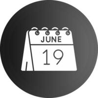 19 di giugno solido nero icona vettore
