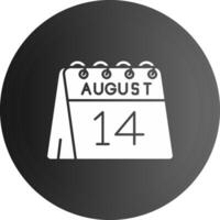 14 di agosto solido nero icona vettore