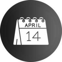 14 di aprile solido nero icona vettore