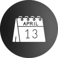 13 ° di aprile solido nero icona vettore