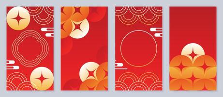 Cinese nuovo anno copertina sfondo vettore. lusso sfondo design con Cinese modello, brillare, vento, nube. moderno orientale illustrazione per coperchio, striscione, sito web, sociale media. vettore