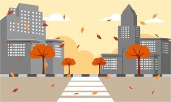 città strada di il autunno città illustrazione vettore