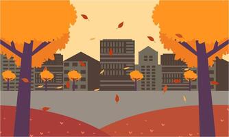 città strada di il autunno città illustrazione vettore