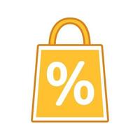 shopping bag con icona di colore percentuale. offerta di sconto. percentuale di vendita. illustrazione vettoriale isolato