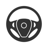 icona del glifo con timone dell'auto. volante. simbolo di sagoma. spazio negativo. illustrazione vettoriale isolato