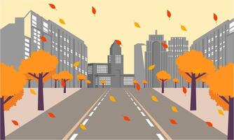 città strada di il autunno città illustrazione vettore