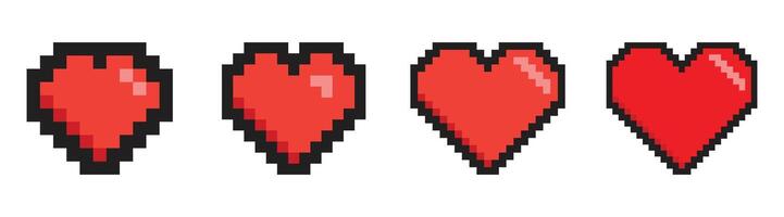 cuore amore pixelated icona vettore video gioco, 8 morso, vita simbolo