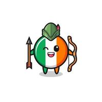 cartone animato bandiera irlanda come mascotte dell'arciere medievale vettore