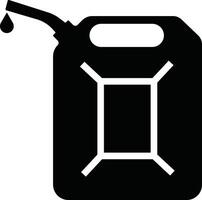 Jerry può, scatola metallica icona nel piatto stile pittogramma isolato su benzina, benzina, carburante o olio può simbolo. nero diesel plastica vuoto acqua scatola metallica vettore per app, sito web