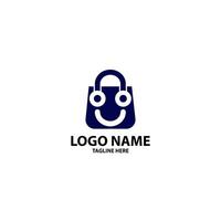 Sorridi shopping Borsa logo design vettore