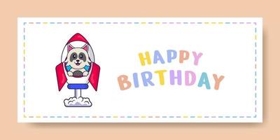 banner di buon compleanno con simpatico personaggio dei cartoni animati di cane. illustrazione vettoriale