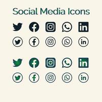 sociale media icone con unico colori, nero e verde tema pendenza imposta di sociale media icona vettore