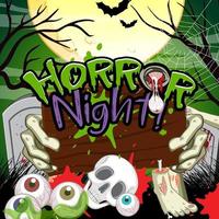 poster di halloween con logo parola notte horror vettore