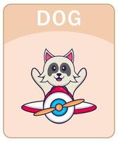 flashcard alfabeto con simpatico personaggio dei cartoni animati di cane. vettore