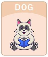 flashcard alfabeto con simpatico personaggio dei cartoni animati di cane. vettore