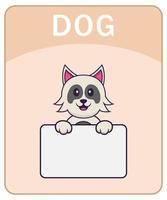 flashcard alfabeto con simpatico personaggio dei cartoni animati di cane. vettore