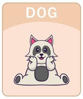 flashcard alfabeto con simpatico personaggio dei cartoni animati di cane. vettore