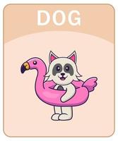 flashcard alfabeto con simpatico personaggio dei cartoni animati di cane. vettore