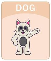 flashcard alfabeto con simpatico personaggio dei cartoni animati di cane. vettore