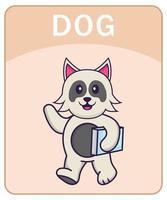 flashcard alfabeto con simpatico personaggio dei cartoni animati di cane. vettore