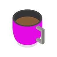 tazza di caffè illustrata isometrica su sfondo bianco vettore