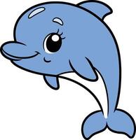 delfino 2d cartone animato personaggio clipart vettore