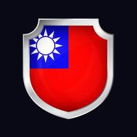 Taiwan argento scudo bandiera icona vettore