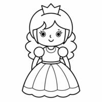Principessa nero e bianca vettore illustrazione per colorazione libro