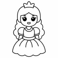 Principessa nero e bianca vettore illustrazione per colorazione libro