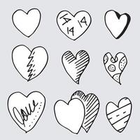 cuori di doodle, illustrazione disegnata a mano del cuore di amore collection.vector. vettore