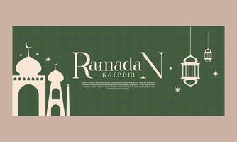 Ramadan kareem striscione. islamico tema sfondo. auguri manifesto modello vettore