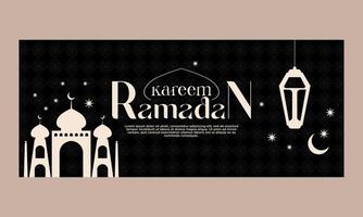 Ramadan kareem striscione. islamico tema sfondo. auguri manifesto modello vettore