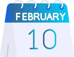 10 ° di febbraio piatto pendenza icona vettore