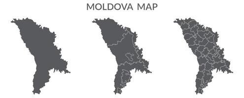 moldova carta geografica. carta geografica di moldova nel grigio impostato vettore