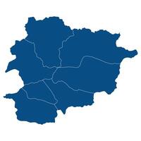 andorra carta geografica. carta geografica di andorra nel amministrativo province nel blu colore vettore