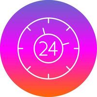 24 ore linea pendenza cerchio icona vettore