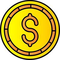 dollaro moneta pieno pendenza icona vettore