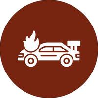 incidente auto nel fuoco vettore icona